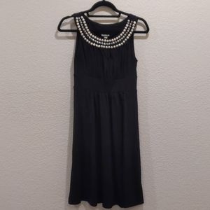 Black Dress with Pearl and Sparkle Neckline